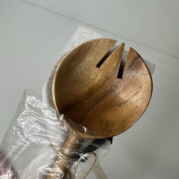 MacKenzie Childs Dotty Salad Serving Set Wood With Black White Polka Dot Handle - Picture 10 of 16